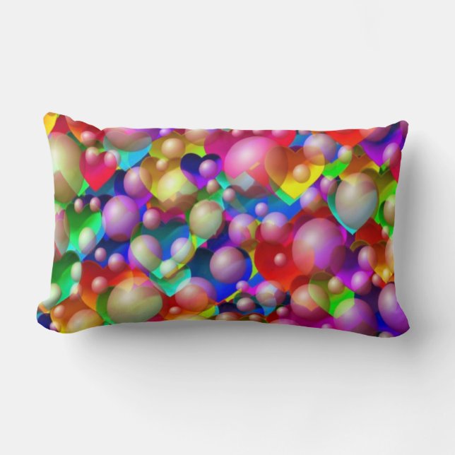 Herz- und Blasen-Kissen Lendenkissen (Vorderseite)