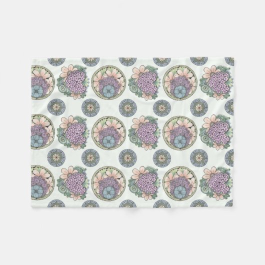 Herz und Blume doodle Kunstdecke. Fleecedecke (Vorderseite (Horizontal))