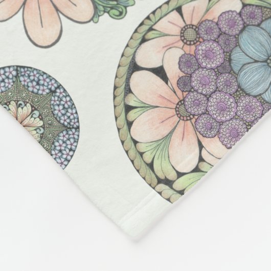 Herz und Blume doodle Kunstdecke. Fleecedecke (Ecke)