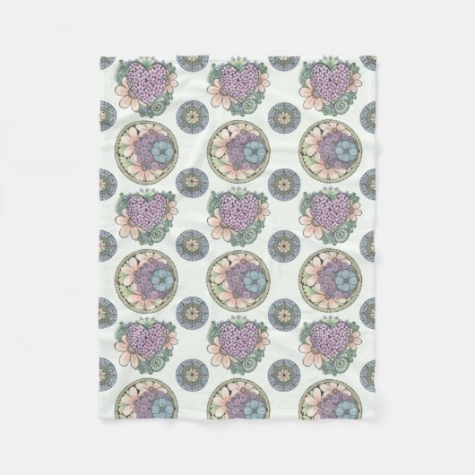 Herz und Blume doodle Kunstdecke. Fleecedecke (Vorderseite)