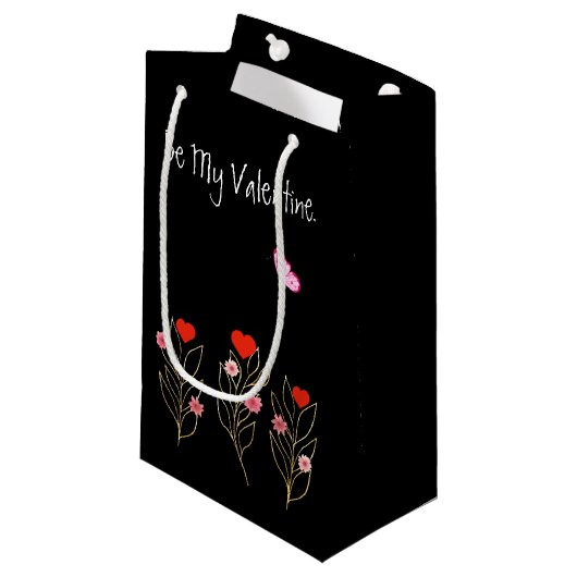 Herz und Blume Kleine Geschenktüte (Vorderseite Schrägansicht)