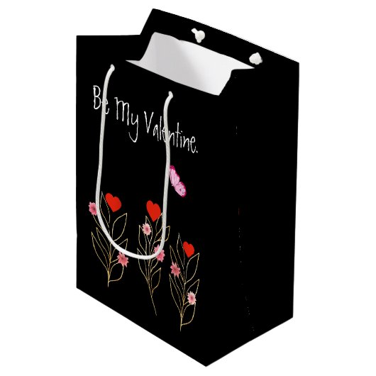 Herz und Blume Mittlere Geschenktüte (Vorderseite Schrägansicht)