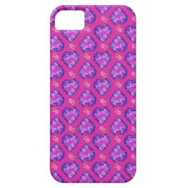 Herz und Blume Muster auf Magenta Case-Mate iPhone Hülle