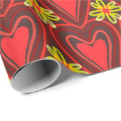 Herz- und Blume-Packpapier Geschenkpapier (Rolleneckpunkt)