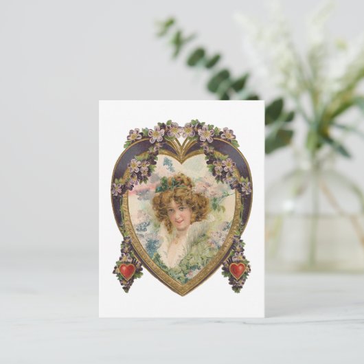 Herz und Blume Postkarte (Stehend Vorderseite)