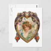 Herz und Blume Postkarte (Vorne/Hinten)