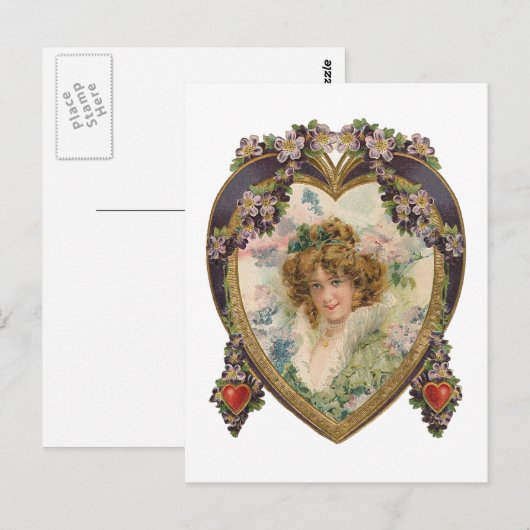 Herz und Blume Postkarte (Vorne/Hinten)