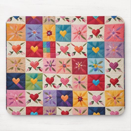 Herz und Blume quilt Mousepad (Vorne)
