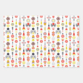 Herz und Blume Rot und Schwarz Niedlich Minimalist Geschenkpapier Set (Vorderseite)