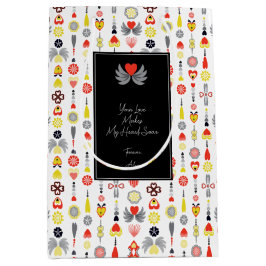 Herz und Blume Rot und Schwarz Niedlich Minimalist Mittlere Geschenktüte