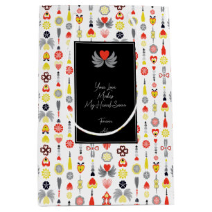 Herz und Blume Rot und Schwarz Niedlich Minimalist Mittlere Geschenktüte