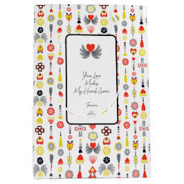 Herz und Blume Rot und Schwarz Niedlich Minimalist Mittlere Geschenktüte