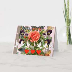 HERZ- UND BLUMEN-GRUßKARTE KARTE