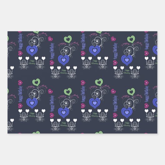 Herz und Blumengeburt Geschenkpapier Set (Vorderseite 3)