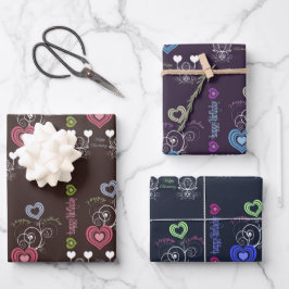 Herz und Blumengeburt Geschenkpapier Set
