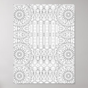 Herz- und Blumenmuster-Malvorlagen-Design Poster