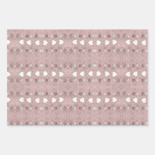 Herz und Blüten Geschenkpapier Set (Vorderseite 2)