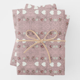 Herz und Blüten Geschenkpapier Set