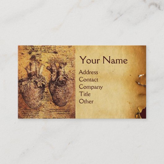 Herz und Blutgefäße Antikes Pergament Visitenkarte (Vorderseite)
