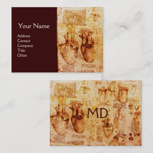 Herz und Blutgefäße, Kardiologe Monogramm Visitenkarte (Vorne/Hinten)