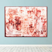 Herz und Blutgefäße, Leonardo Da Vinci, rot Leinwanddruck (Insitu (Holzboden))