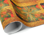 Herz- und Bugrot-grüner Glitzer Geschenkpapier (Rolleneckpunkt)