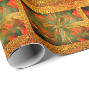 Herz- und Bugrot-grüner Glitzer Geschenkpapier