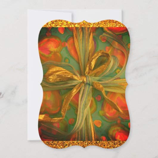 Herz und Bugrot und Grün Glitzer Farbbandgeschenk Einladung (Vorderseite)