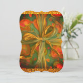 Herz und Bugrot und Grün Glitzer Farbbandgeschenk Einladung (Stehend Vorderseite)