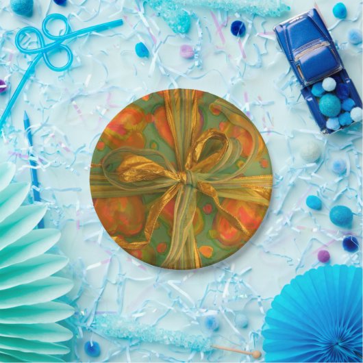 Herz und Bugrot und grünes Muster Pappteller (Party)