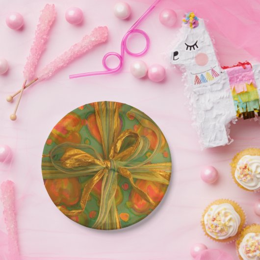 Herz und Bugrot und grünes Muster Pappteller (Party)