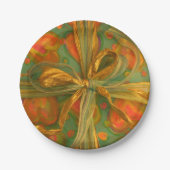 Herz und Bugrot und grünes Muster Pappteller (Vorderseite)