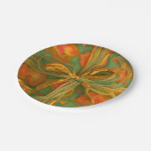 Herz und Bugrot und grünes Muster Pappteller (Schrägansicht)