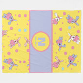 Herz und Bunne in Gelb und Rosa Mädchen Name Fleecedecke (Vorderseite (Horizontal))