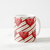 Herz und Candy Cane Weihnachten Kaffeetasse (VorderseiteRechts)