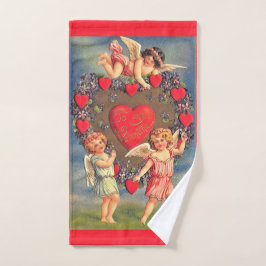 Herz und Cherubs Vintag Valentinstag Handtuch