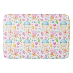 Herz und Cupcakes Delikates Wasserfarbenes Muster Badematte