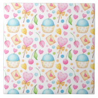 Herz und Cupcakes Delikates Wasserfarbenes Muster