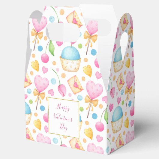 Herz und Cupcakes Delikates Wasserfarbenes Muster Geschenkschachtel (Geöffnet)