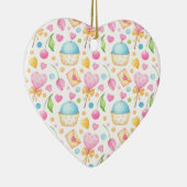 Herz und Cupcakes Delikates Wasserfarbenes Muster Keramik Ornament (Rechts)