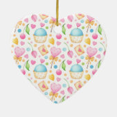 Herz und Cupcakes Delikates Wasserfarbenes Muster Keramik Ornament (Hinten)