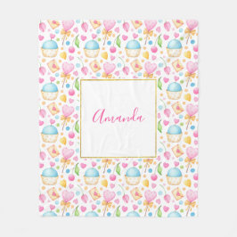 Herz und Cupcakes Süßes Aquarellmuster Fleecedecke