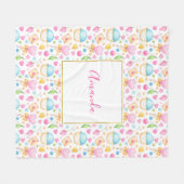 Herz und Cupcakes Süßes Aquarellmuster Fleecedecke (Vorderseite (Horizontal))