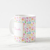 Herz und Cupcakes Süßes Aquarellmuster Kaffeetasse (Vorderseite Links)