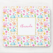 Herz und Cupcakes Süßes Aquarellmuster Mousepad (Vorne)