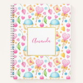 Herz und Cupcakes Süßes Aquarellmuster Notizblock (Vorderseite)