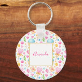 Herz und Cupcakes Süßes Aquarellmuster Schlüsselanhänger (Vorderseite)