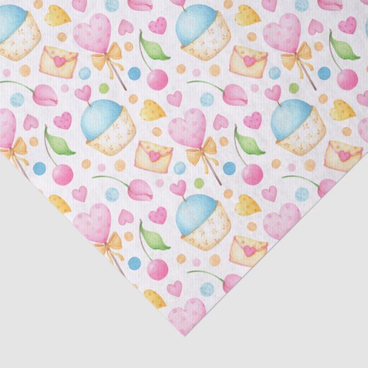 Herz und Cupcakes Süßes Aquarellmuster Seidenpapier (Ausschnitt)