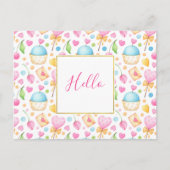 Herz und Cupcakes Traumhafte Wasserfarbe Hallo Postkarte (Vorderseite)