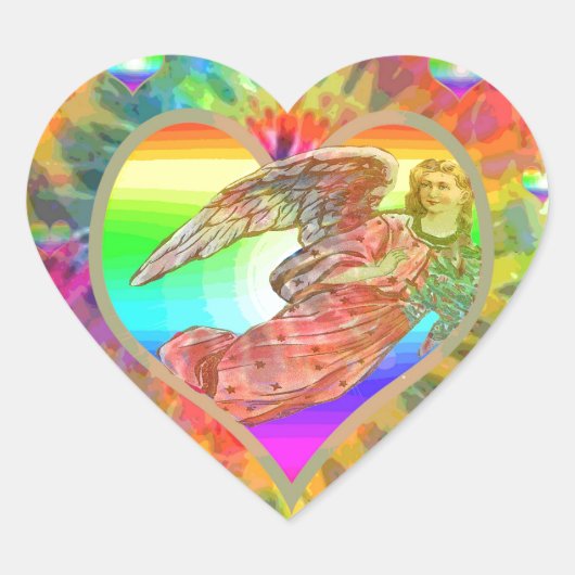 Herz und Engel Herz-Aufkleber (Vorderseite)